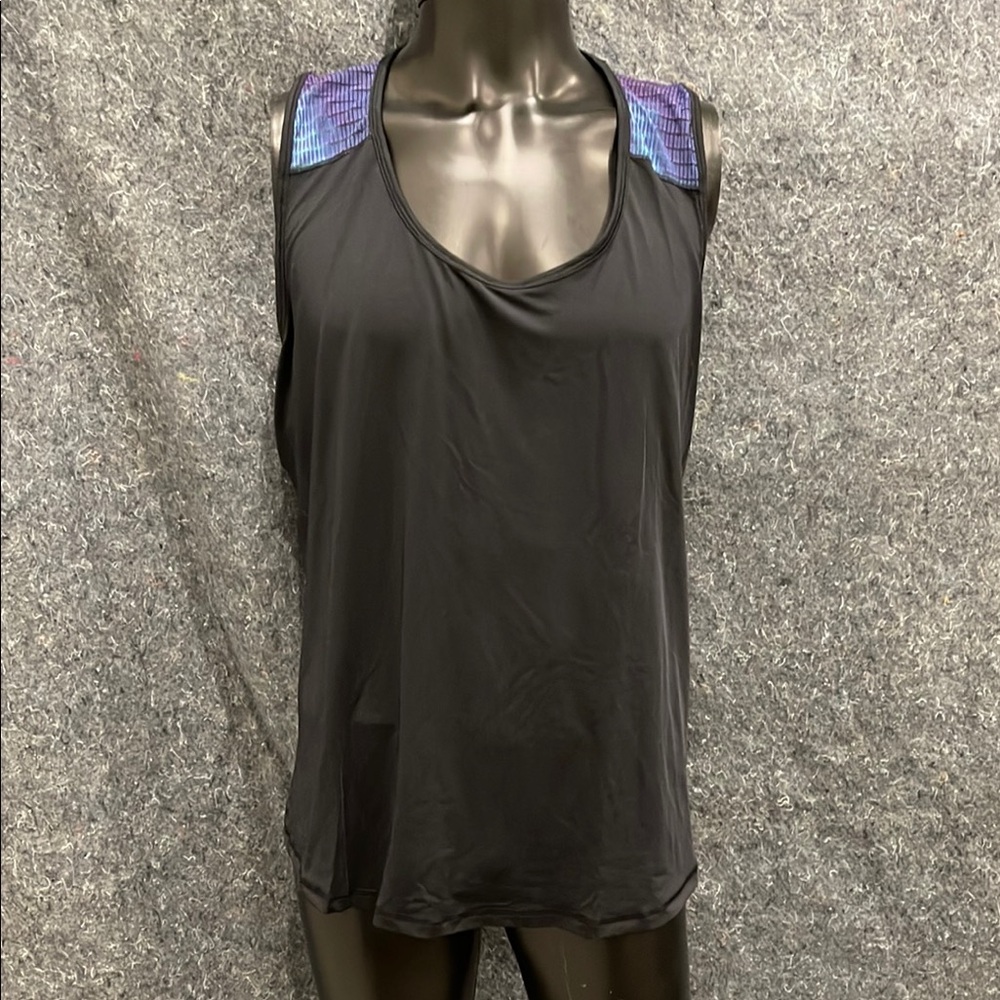 NEW Shape ActiveWear WOMENS 2X 3X Black Borealis Print Workout Tank Muscle Shirt